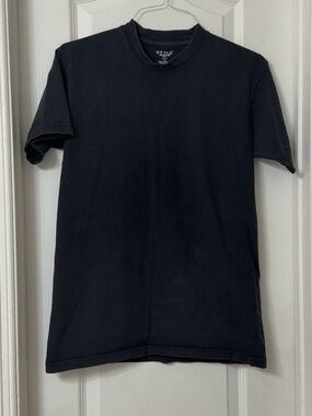Style Wear black short sleeve round neck t-shirt 100% cotton Heavy Weight size L